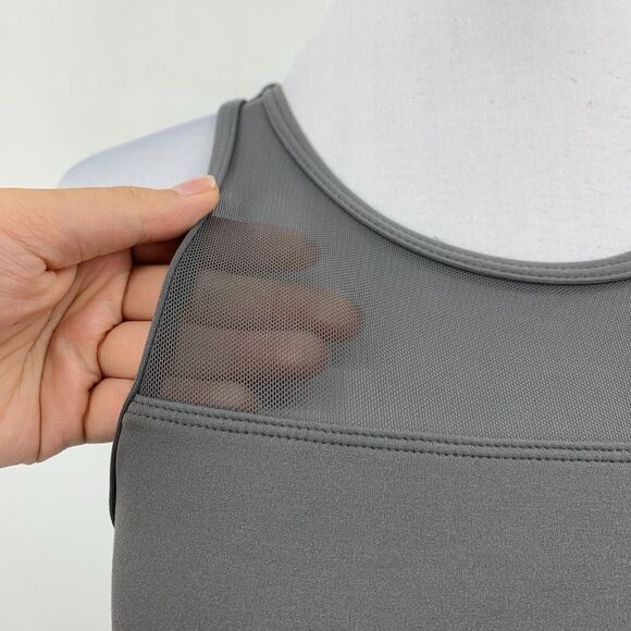 Zyia Active Sports Bra Womens Small Gray Mesh Panel Racerback Zip Back Longline - Picture 4 of 14
